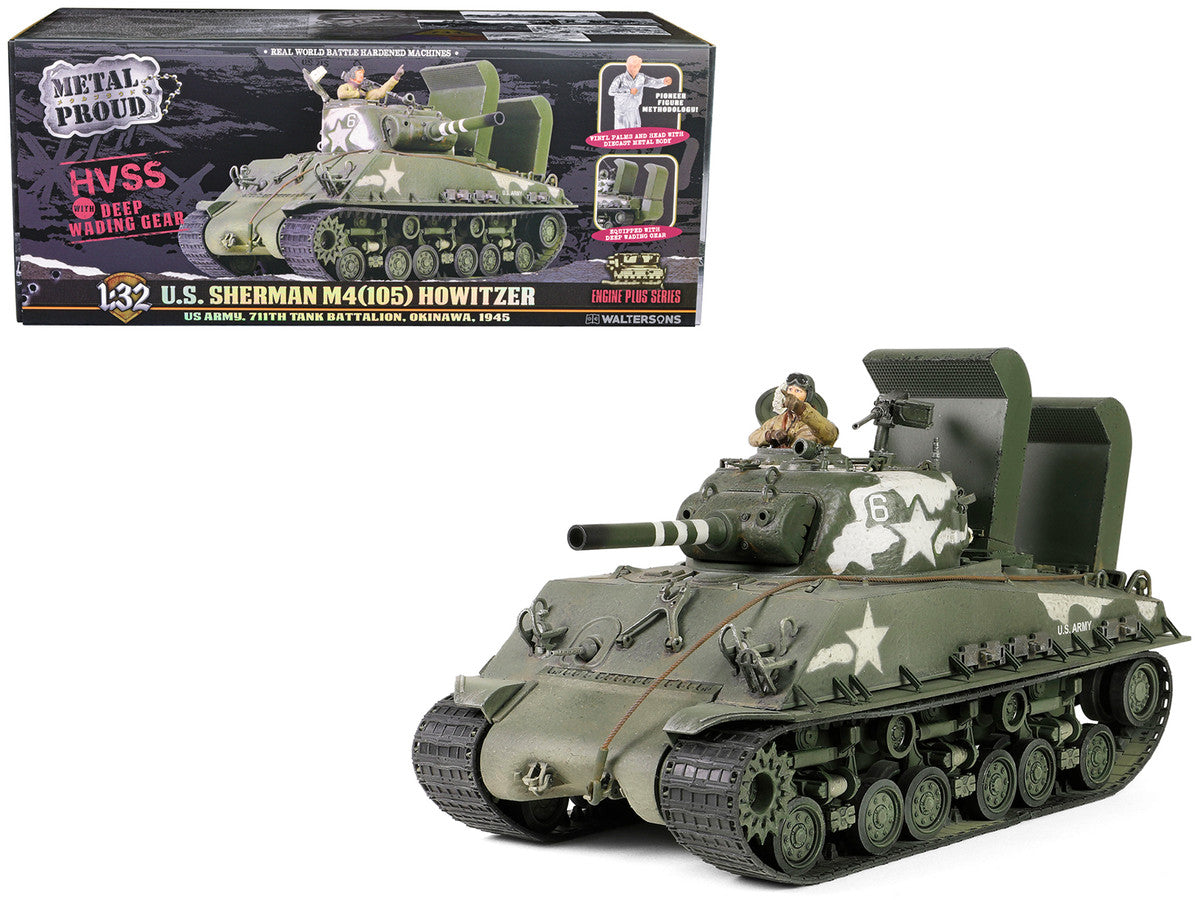 Sherman M4 (105) Howitzer Medium Tank "US Army 711th Tank Battalion Okinawa" (1945) "Engine Plus" Series 1/32 Diecast Model by Metal Proud LuxuryLifeWay Online Store