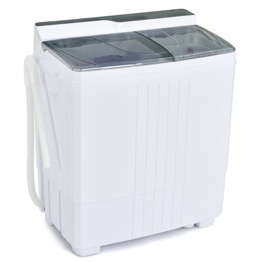 Twin Tub Portable Washing Machine with Timer Control and Drain Pump for Apartment-Gray LuxuryLifeWay Online Store