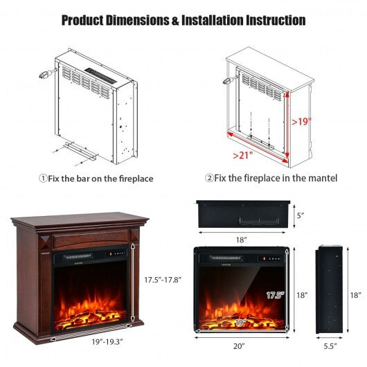 18 Inch 1500W Electric Fireplace Freestanding and Recessed Heater LuxuryLifeWay Online Store