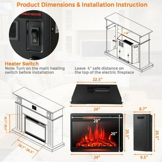 28 Inch Electric Freestanding and Recessed Fireplace with Remote LuxuryLifeWay Online Store