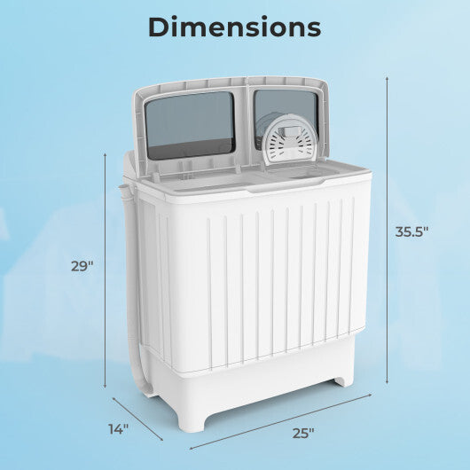 20 lbs Portable Washing Machine with Built-in Gravity Drain-Gray LuxuryLifeWay Online Store