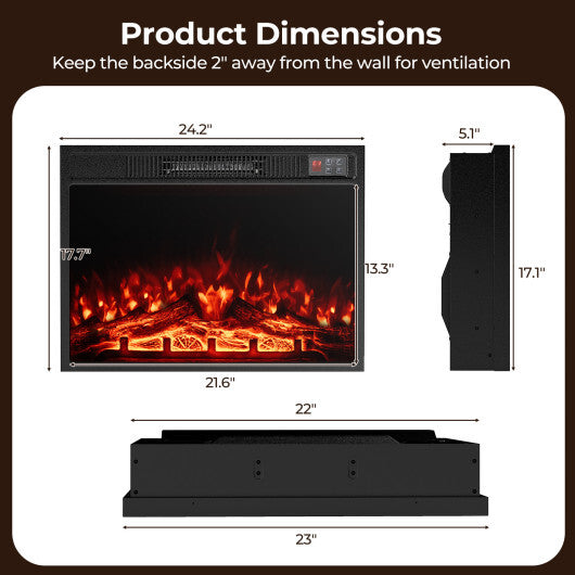 23 Inch Electric Fireplace Insert Fireplace Heater with Adjustable Flame Color LuxuryLifeWay Online Store