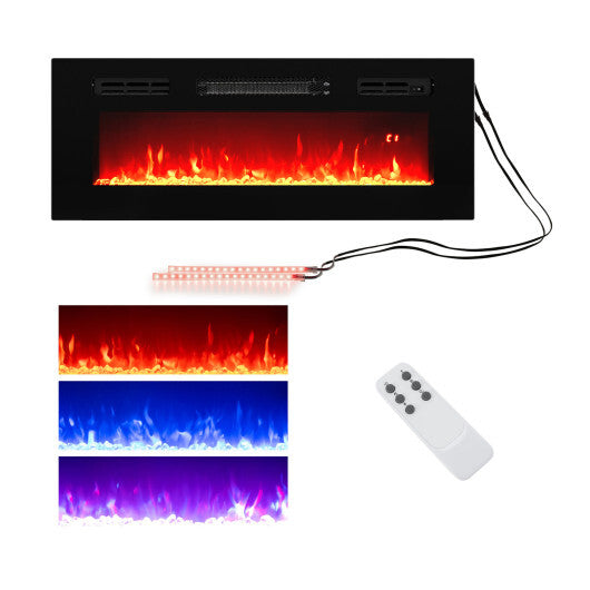 36 Inches Electric Fireplace Heater Recessed with LED Strip Lights and Remote Control LuxuryLifeWay Online Store