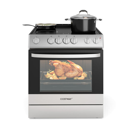 30 Inch Freestanding and Slide-in Kitchen Stove with 4 Burners Ceramic Cooktop-Silver LuxuryLifeWay Online Store