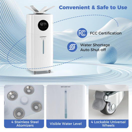 5.5Gal Humidifier with 360 Nozzles and Wheels for Large Room-White LuxuryLifeWay Online Store