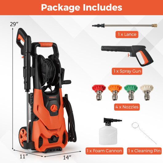 2150PSI Electric Pressure Washer 1.2GPM with 4 Quick Connect Nozzles and Foam Cannon-Green LuxuryLifeWay Online Store