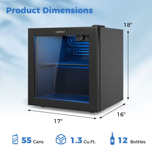 Beverage Refrigerator Cooler 1.3 Cu. Ft. 12 Bottles 55 Cans Mini Fridge-Black LuxuryLifeWay Online Store
