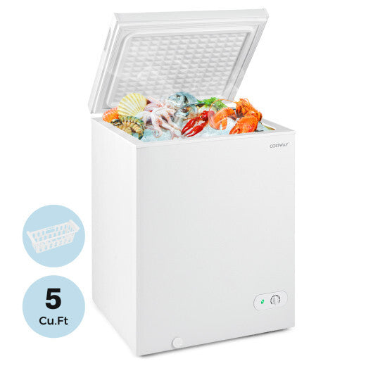 141 L/5 Cu.Ft Compact Chest Freezer with 7-Gear Adjustable Temperature-White LuxuryLifeWay Online Store
