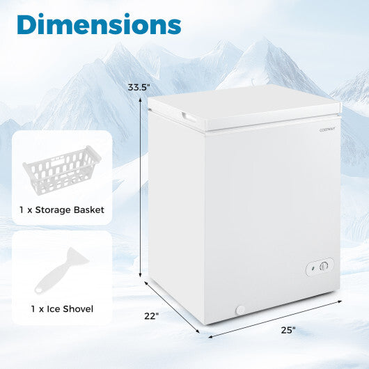141 L/5 Cu.Ft Compact Chest Freezer with 7-Gear Adjustable Temperature-White LuxuryLifeWay Online Store