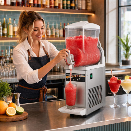 507 oz Commercial Slushy Machine Single Tank No Ice Needed-Silver LuxuryLifeWay Online Store