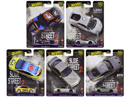 "Slide Street 2" 5 piece Set "Car Culture" 2024 Series H Diecast Model Cars by Hot Wheels LuxuryLifeWay Online Store