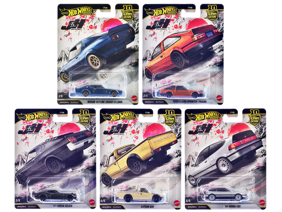 "Japan Historics 5" 5 piece Set "Car Culture 10th Anniversary" 2025 Series P Diecast Model Cars by Hot Wheels LuxuryLifeWay Online Store