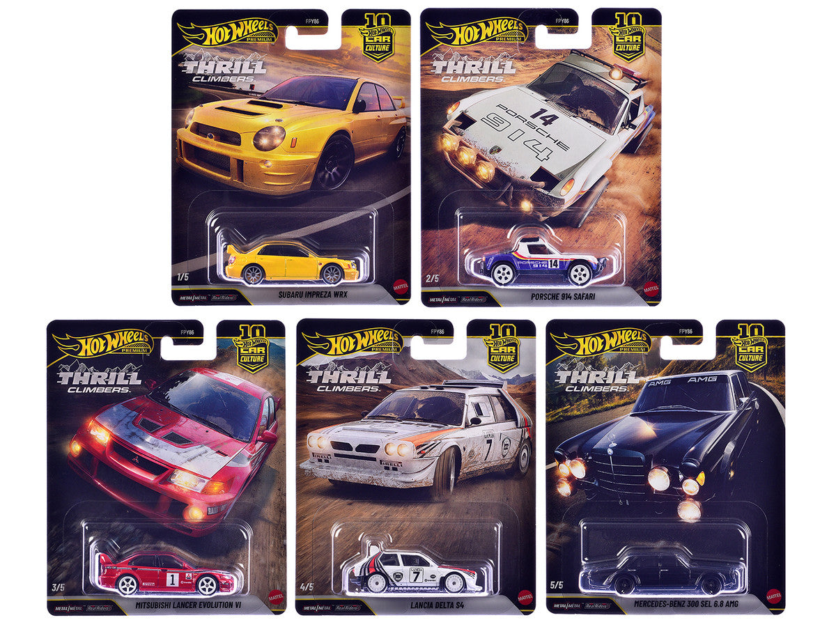 "Thrill Climbers" 5 piece Set "Car Culture 10th Anniversary" 2025 Series Q Diecast Model Cars by Hot Wheels LuxuryLifeWay Online Store