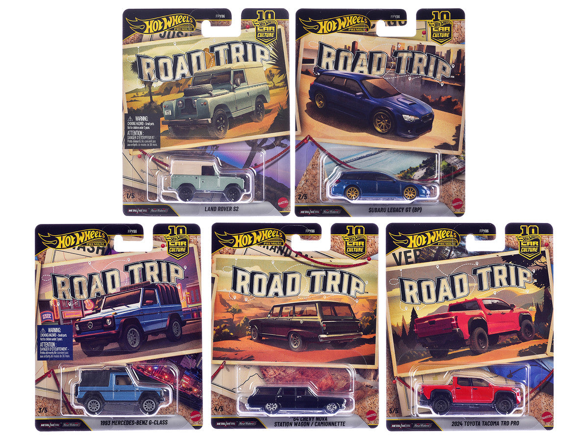 "Road Trip" 5 piece Set "Car Culture 10th Anniversary" Series V Diecast Model Cars by Hot Wheels LuxuryLifeWay Online Store