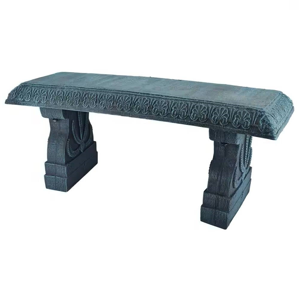 Black Fiber-Clay Resin Outdoor Garden Bench in Stone Finish LuxuryLifeWay Online Store