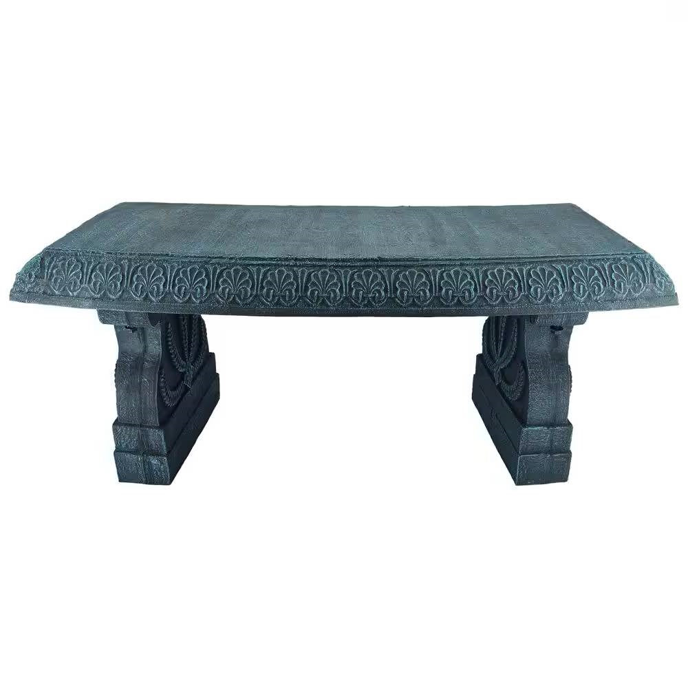 Black Fiber-Clay Resin Outdoor Garden Bench in Stone Finish LuxuryLifeWay Online Store