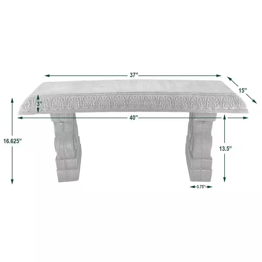 Black Fiber-Clay Resin Outdoor Garden Bench in Stone Finish LuxuryLifeWay Online Store