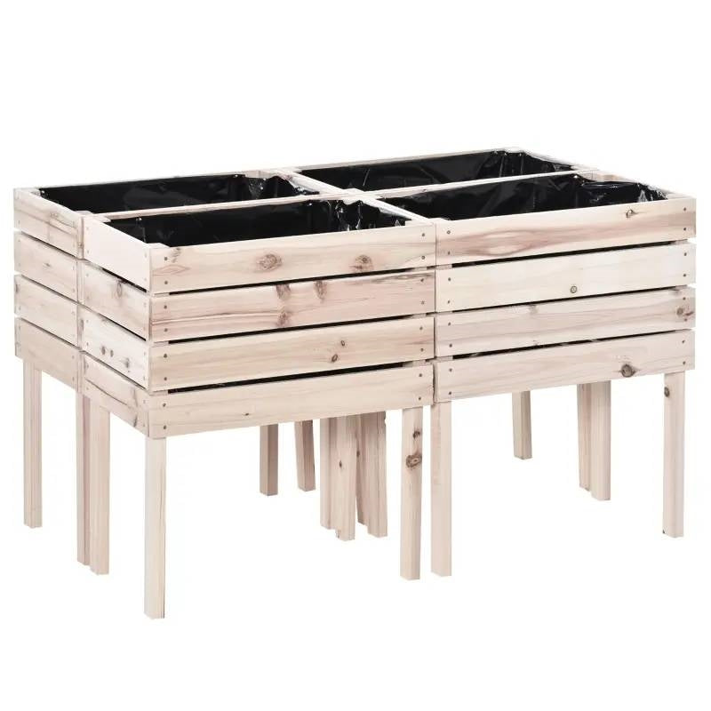 Farmhouse 4 Piece Wooden Elevated Raised Garden Bed Planter Box LuxuryLifeWay Online Store