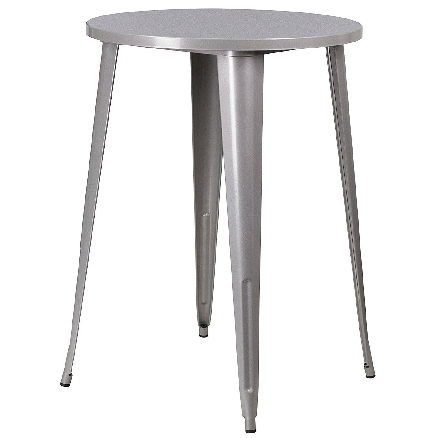 Outdoor 30-inch Round Metal Cafe Bar Patio Table in Silver LuxuryLifeWay Online Store