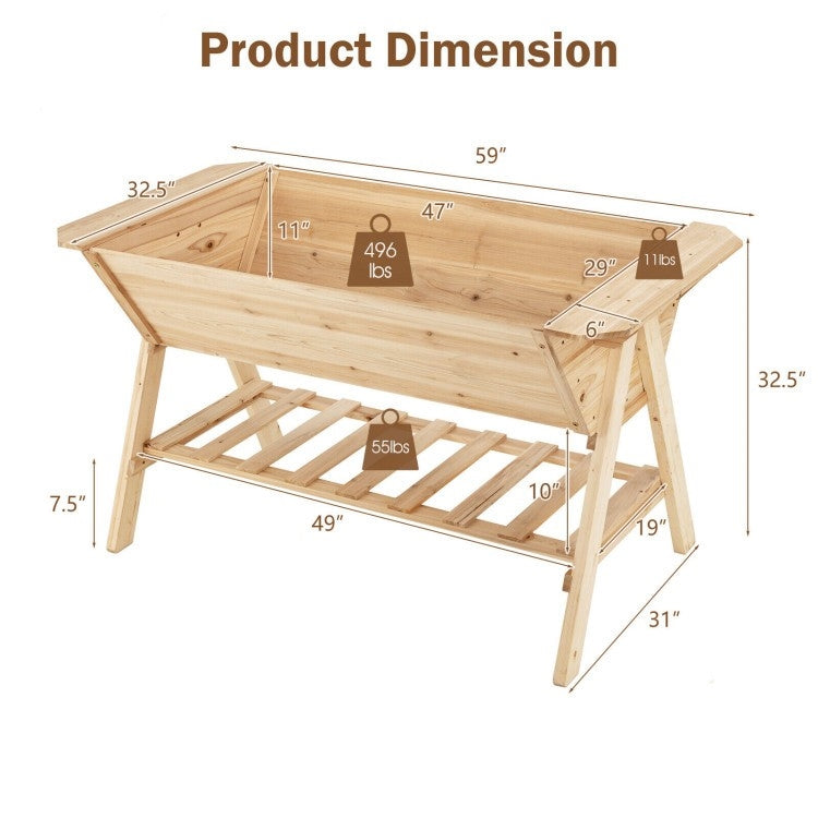 Farmhouse 2 Tier Large Outdoor Natural Wooden 5-ft Raised Garden Bed Planter Box LuxuryLifeWay Online Store