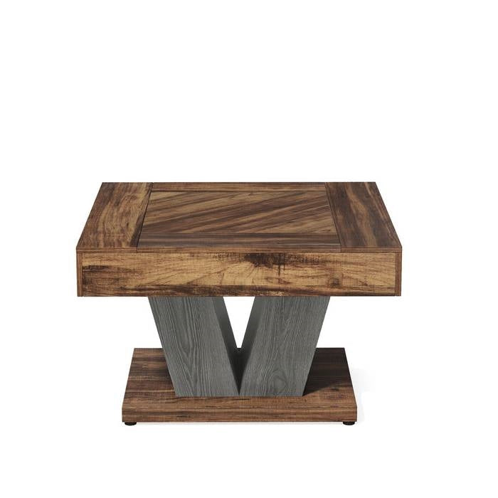 Square Farmhouse Coffee Table in Brown Black Wood Finish LuxuryLifeWay Online Store