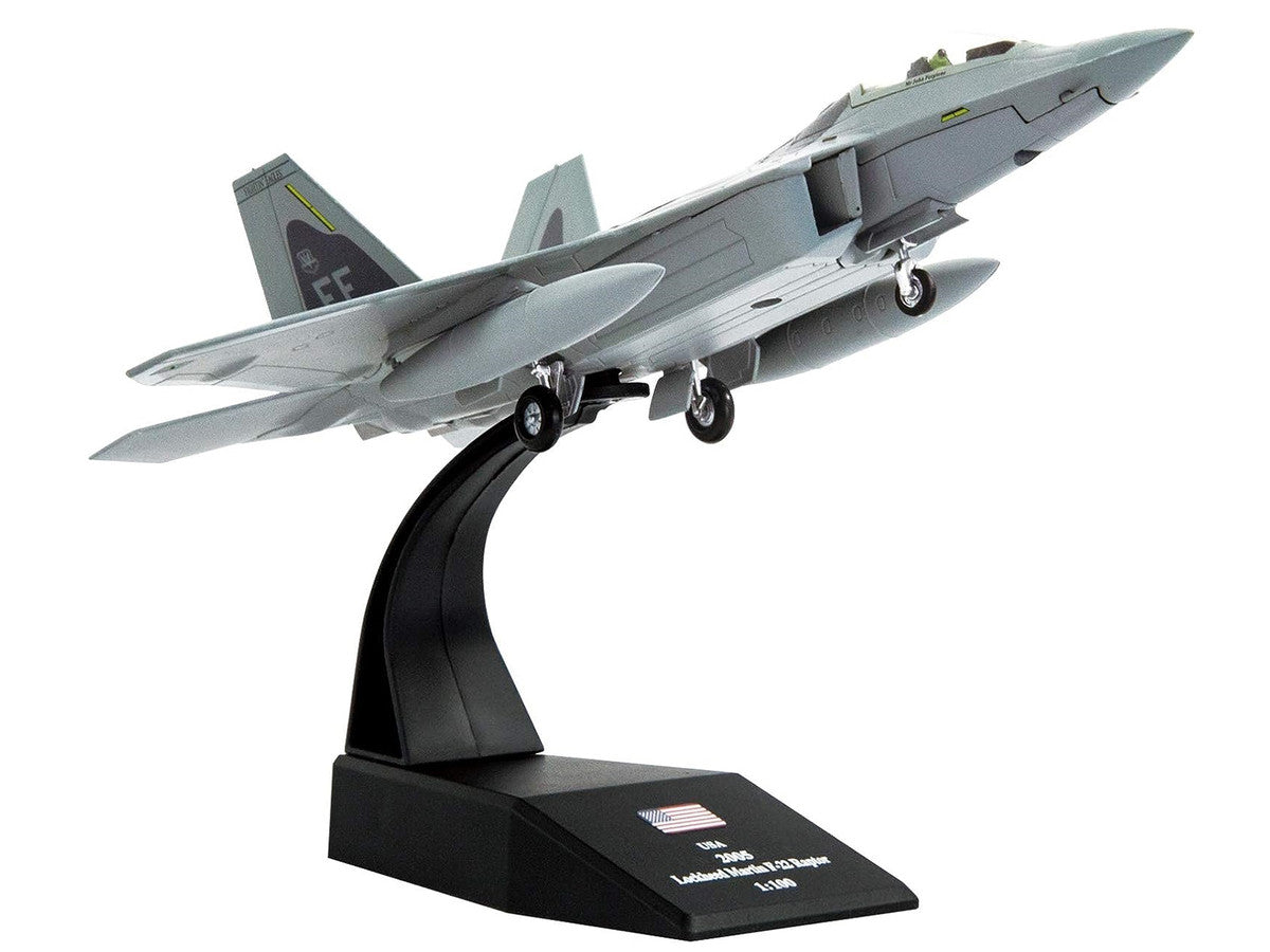 Lockheed Martin F-22A Raptor Stealth Aircraft "27th Figher Squadron 1st Operations Group Langley AFB" (2005) United States Air Force 1/100 Diecast Model Airplane LuxuryLifeWay Online Store