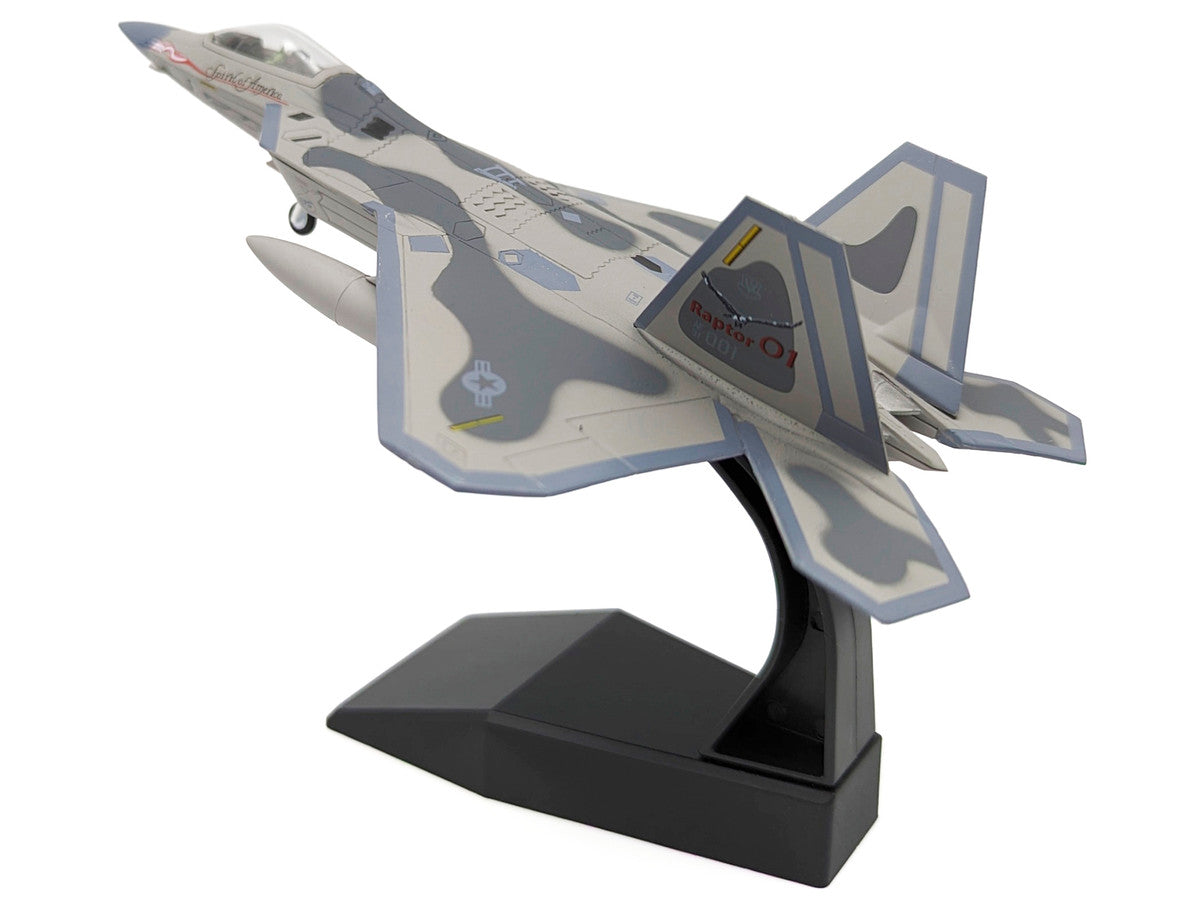 Lockheed Martin F-22A Raptor Aircraft "Spirit of America 412th Test Wing Edwards Air Force Base" (1997) United States Air Force 1/100 Diecast Model Airplane LuxuryLifeWay Online Store
