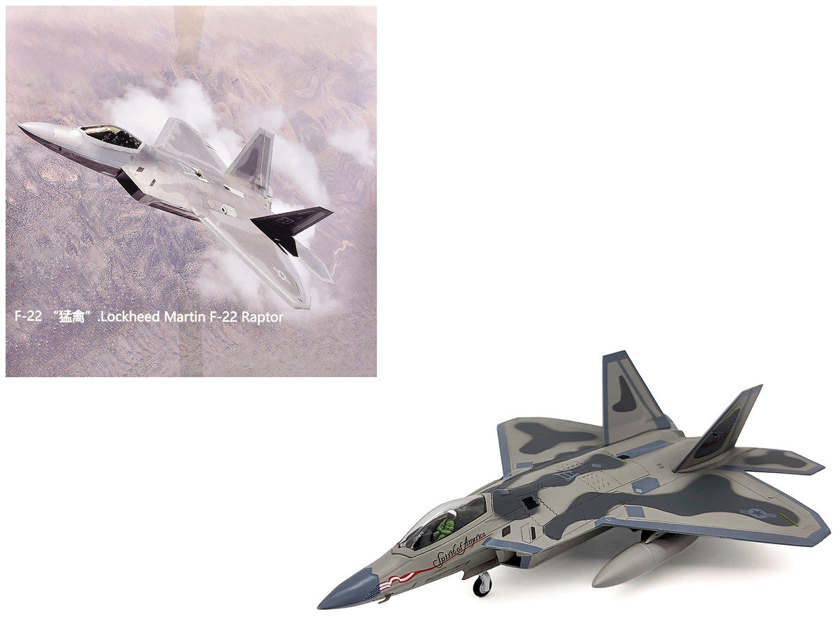 Lockheed Martin F-22A Raptor Aircraft "Spirit of America 412th Test Wing Edwards Air Force Base" (1997) United States Air Force 1/100 Diecast Model Airplane LuxuryLifeWay Online Store