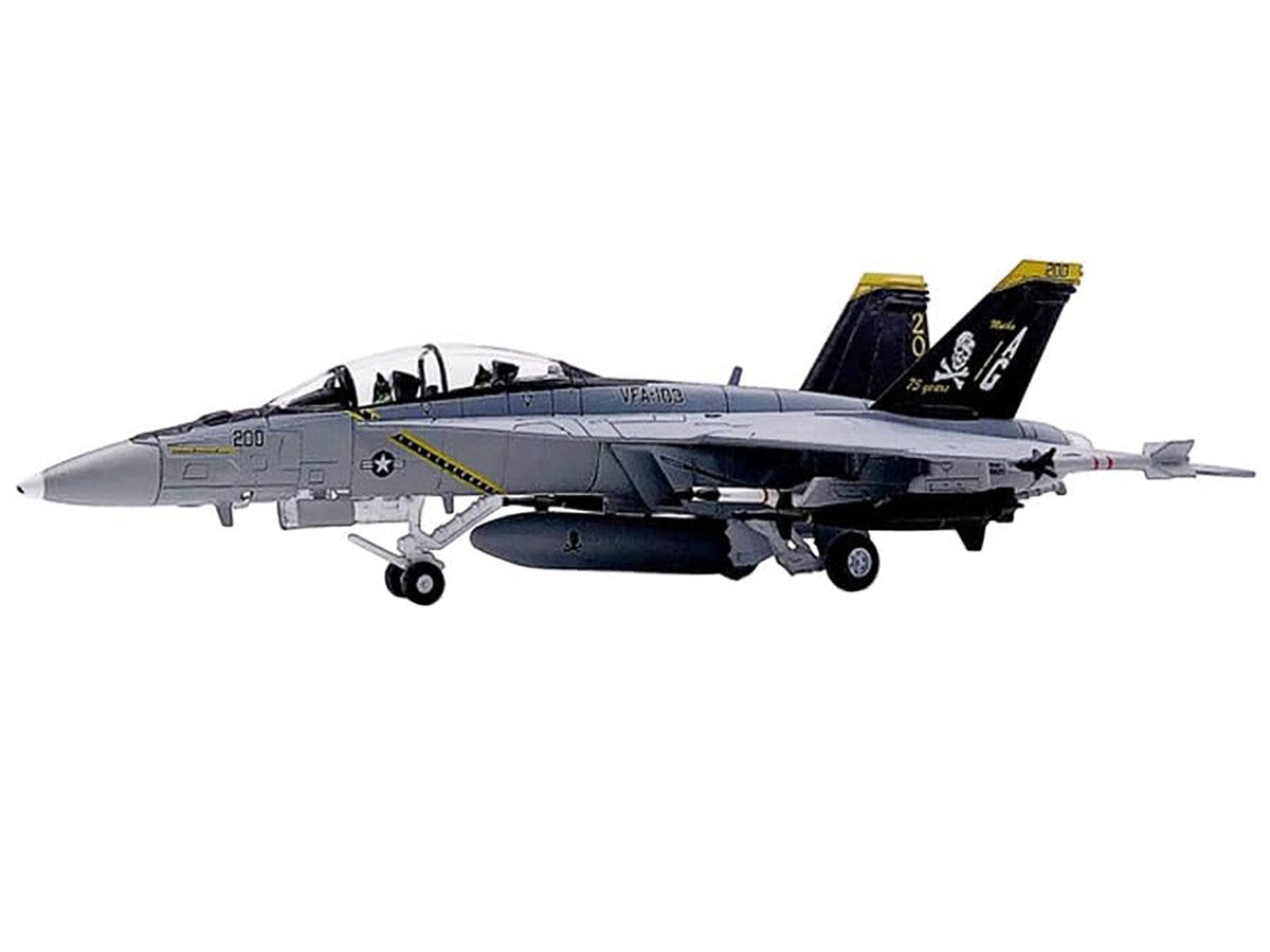 Boeing F/A-18F Super Hornet Fighter Aircraft "VFA-103 Jolly Rogers 75th Anniversary" (2018) United States Navy 1/100 Diecast Model Airplane LuxuryLifeWay Online Store