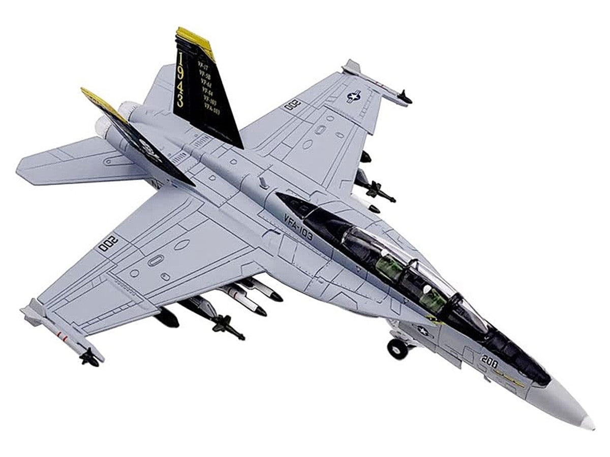 Boeing F/A-18F Super Hornet Fighter Aircraft "VFA-103 Jolly Rogers 75th Anniversary" (2018) United States Navy 1/100 Diecast Model Airplane LuxuryLifeWay Online Store
