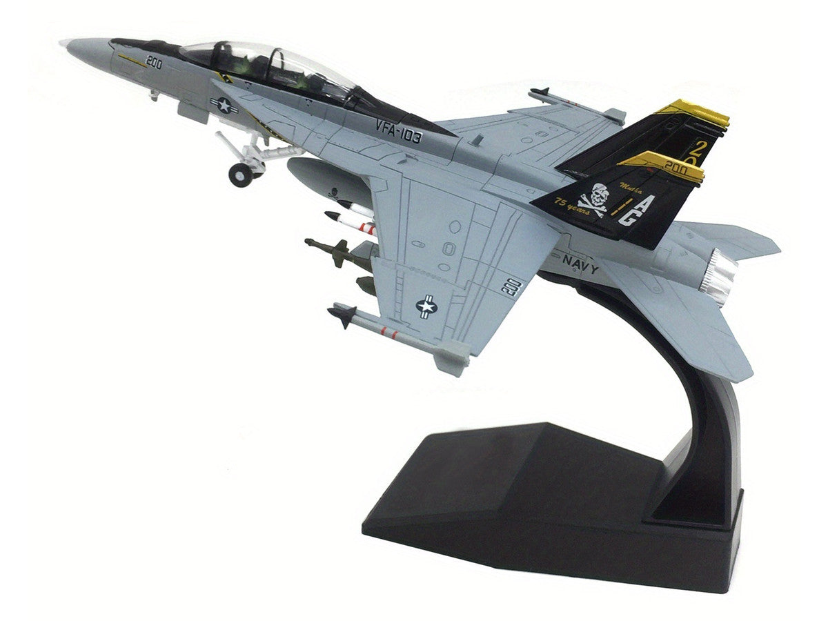Boeing F/A-18F Super Hornet Fighter Aircraft "VFA-103 Jolly Rogers 75th Anniversary" (2018) United States Navy 1/100 Diecast Model Airplane LuxuryLifeWay Online Store