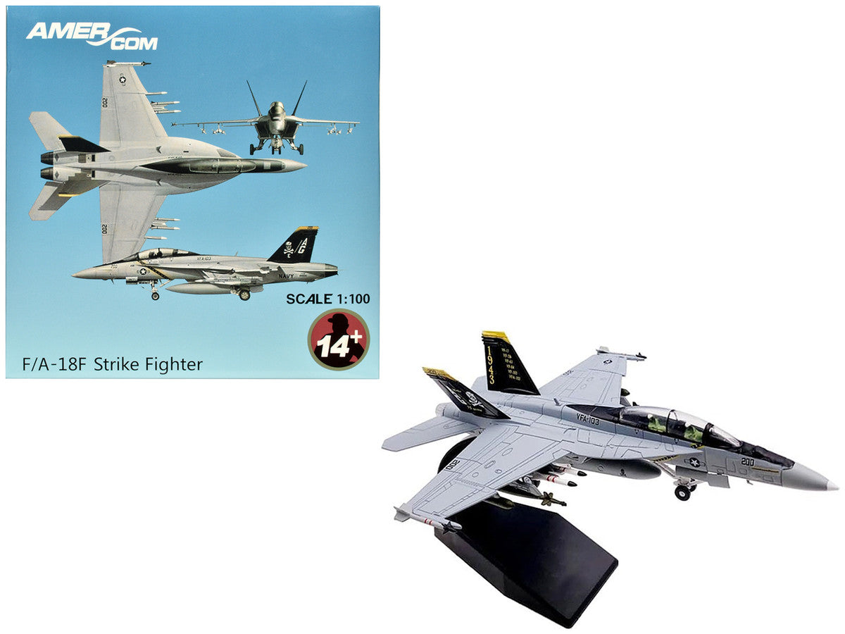 Boeing F/A-18F Super Hornet Fighter Aircraft "VFA-103 Jolly Rogers 75th Anniversary" (2018) United States Navy 1/100 Diecast Model Airplane LuxuryLifeWay Online Store