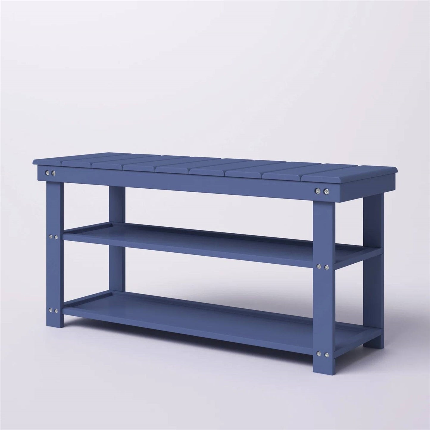 Blue Wood 2-Shelf Shoe Rack Storage Bench - 150 lbs. Weight Capacity LuxuryLifeWay Online Store