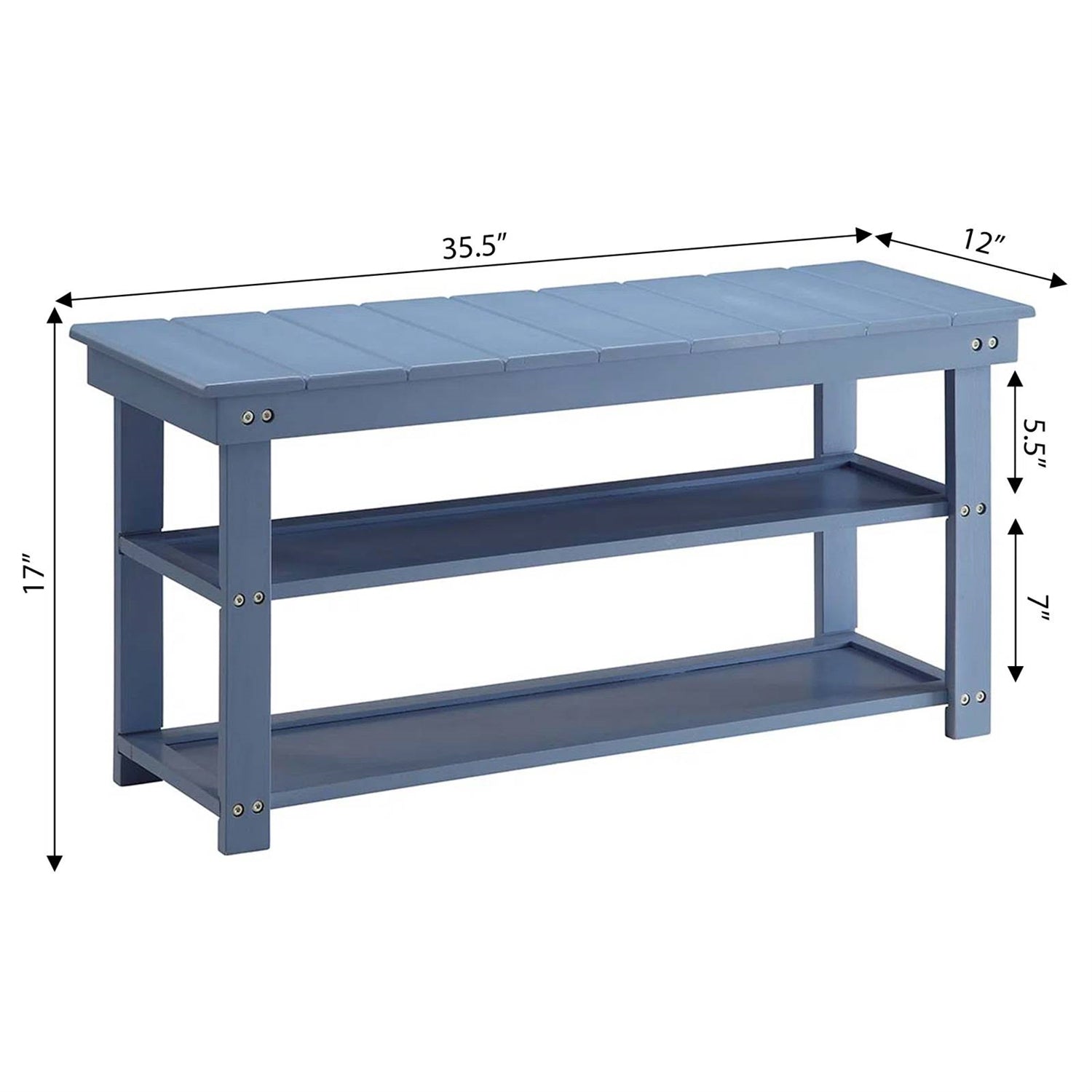 Blue Wood 2-Shelf Shoe Rack Storage Bench - 150 lbs. Weight Capacity LuxuryLifeWay Online Store