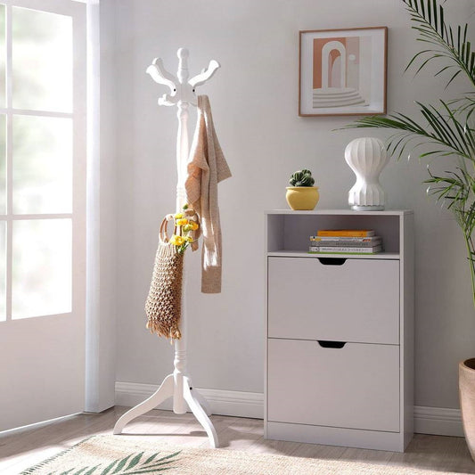 Traditional Classic Solid Wood Coat Rack in White Finish LuxuryLifeWay Online Store