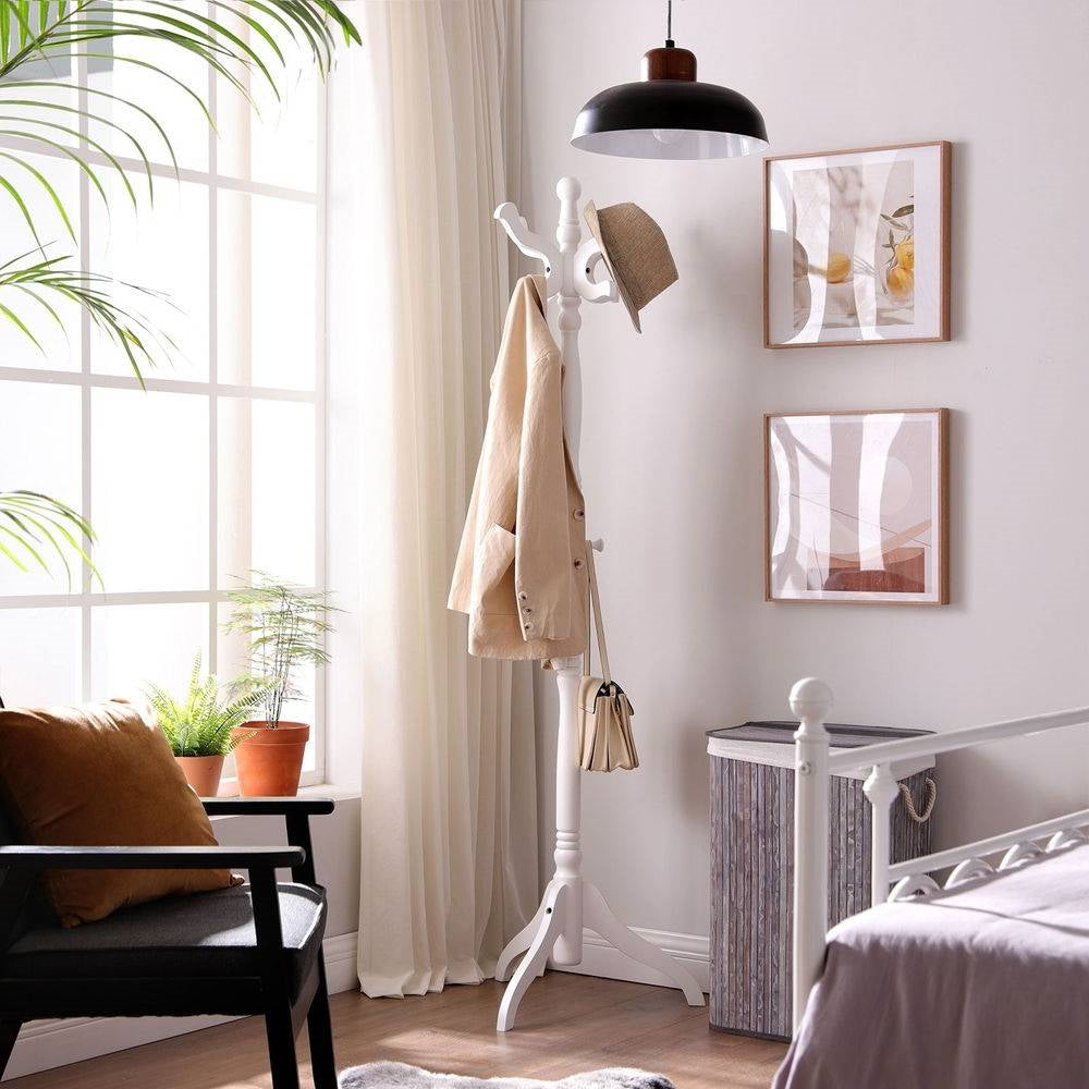 Traditional Classic Solid Wood Coat Rack in White Finish LuxuryLifeWay Online Store