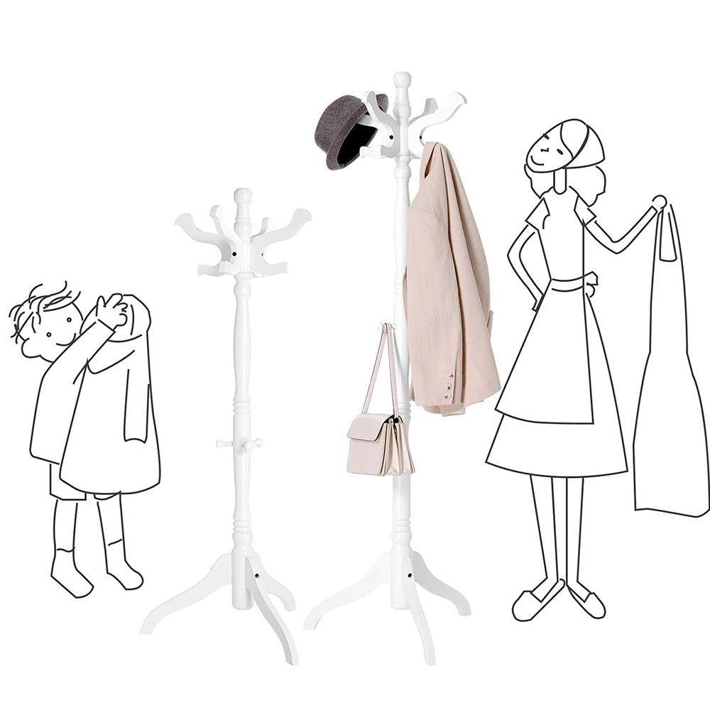 Traditional Classic Solid Wood Coat Rack in White Finish LuxuryLifeWay Online Store
