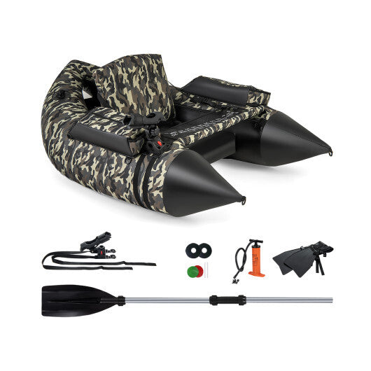 350 LBS Inflatable Fishing Float Tube with Adjustable Backrest and Backpack Straps-Camouflage LuxuryLifeWay Online Store