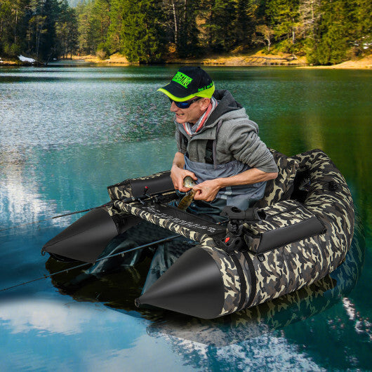 350 LBS Inflatable Fishing Float Tube with Adjustable Backrest and Backpack Straps-Camouflage LuxuryLifeWay Online Store