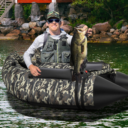 350 LBS Inflatable Fishing Float Tube with Adjustable Backrest and Backpack Straps-Camouflage LuxuryLifeWay Online Store