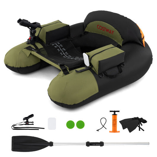 Inflatable Float Tube with Adjustable Fishing Rod Holder and Fish Hook Stator-Green LuxuryLifeWay Online Store