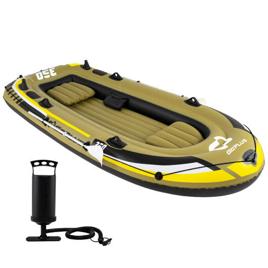 Heavy-Duty Inflatable Boat 4-Person Fishing Raft Set-Green