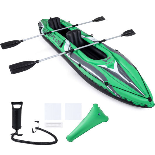 11.5 Feet Inflatable Kayak 2 Person Heavy Duty with Aluminum Paddles-Green LuxuryLifeWay Online Store