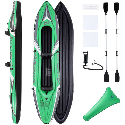 11.5 Feet Inflatable Kayak 2 Person Heavy Duty with Aluminum Paddles-Green LuxuryLifeWay Online Store