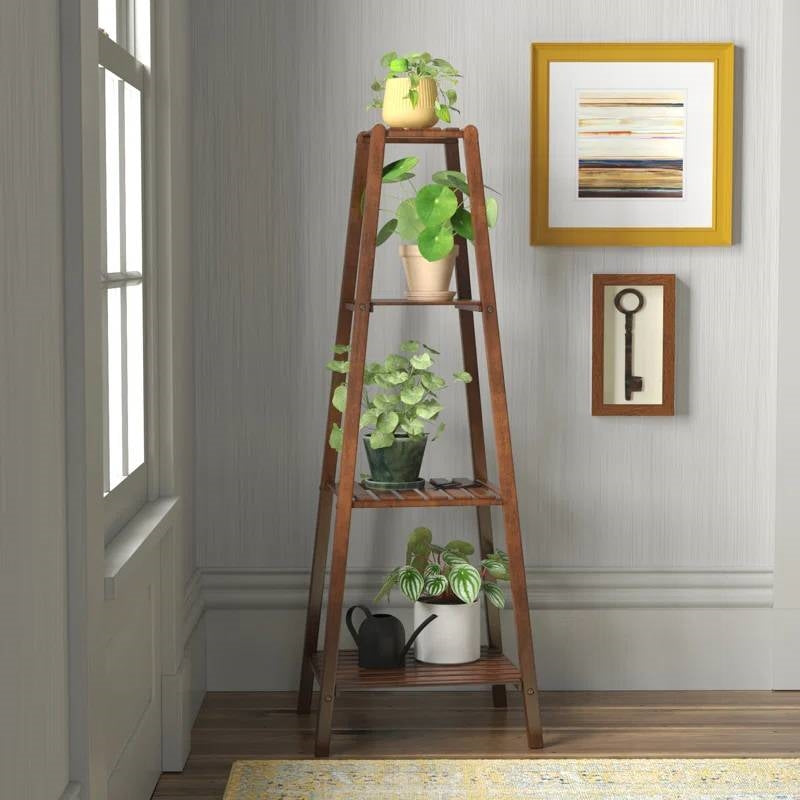Modern Boho Wooden 4-Shelf Pyramidal Plant Stand LuxuryLifeWay Online Store
