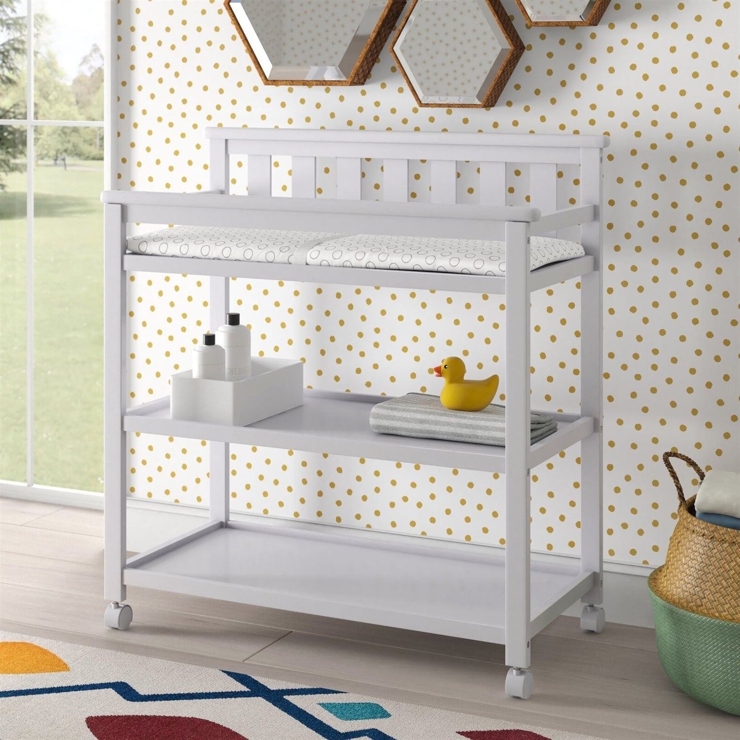 Modern White Baby's First 2 Shelf Changing Table with Wheels LuxuryLifeWay Online Store