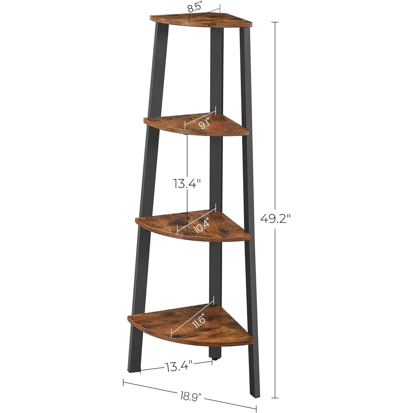 Narrow 3-Shelf Corner Shelving Unit Plant Stand Bookcase in Brown Black Wood LuxuryLifeWay Online Store