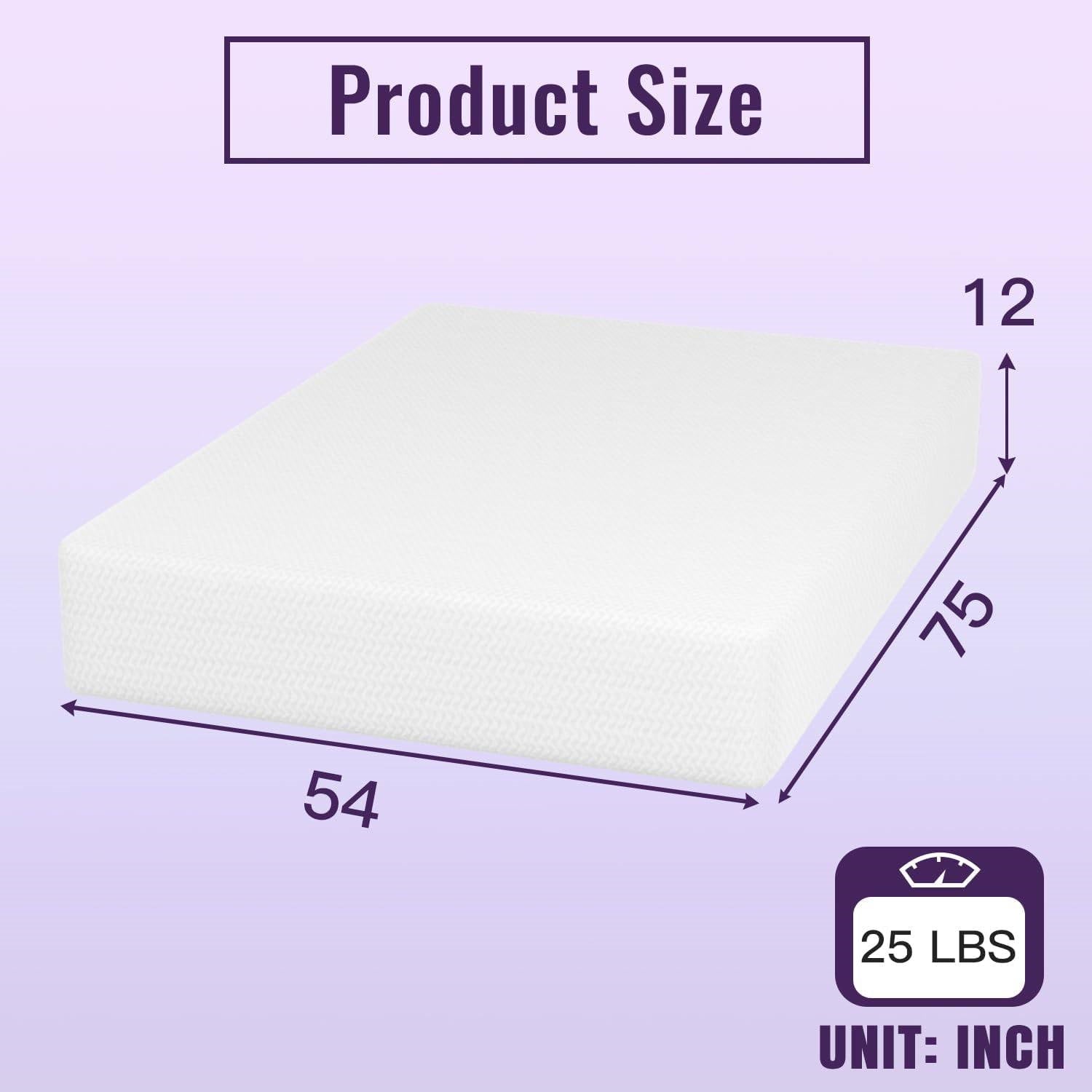 Full size 12-inch Charcoal Infused Memory Foam Mattress with Removable Cover LuxuryLifeWay Online Store