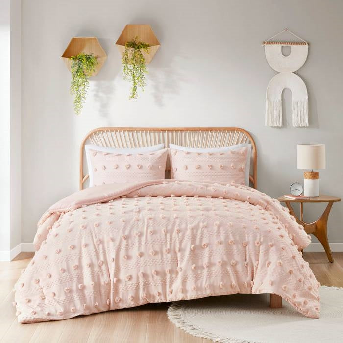 Full/Queen 3-Piece Pink Pompom Microfiber Comforter Set LuxuryLifeWay Online Store