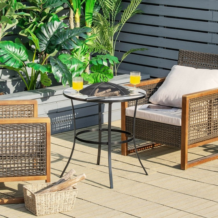 Portable Round Fire Pit Table with Mesh Cover and Fire Poker LuxuryLifeWay Online Store